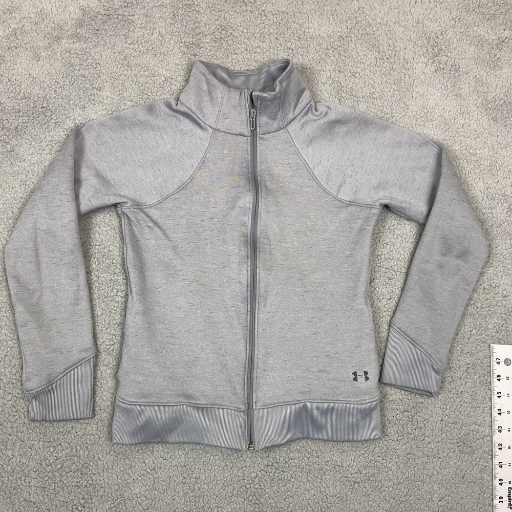 Under Armour Womens ColdGear‎ Full Zip Jacket Gray Heather Mock Neck 1317892 XS